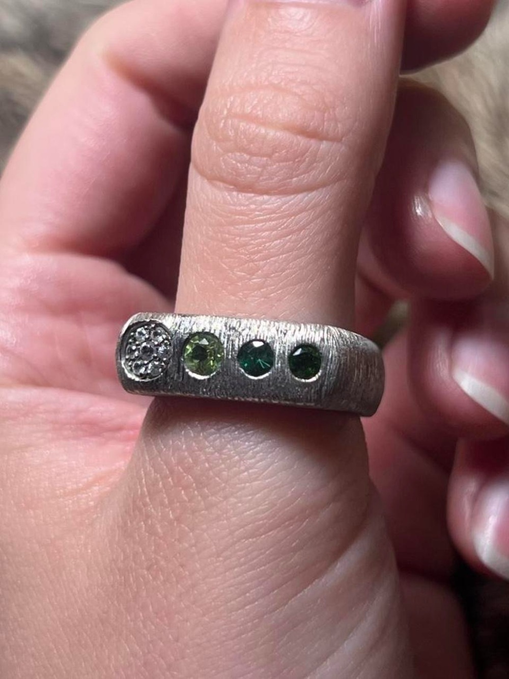 Sterling silver Michelle Albala “Euro shank” tourmaline ring